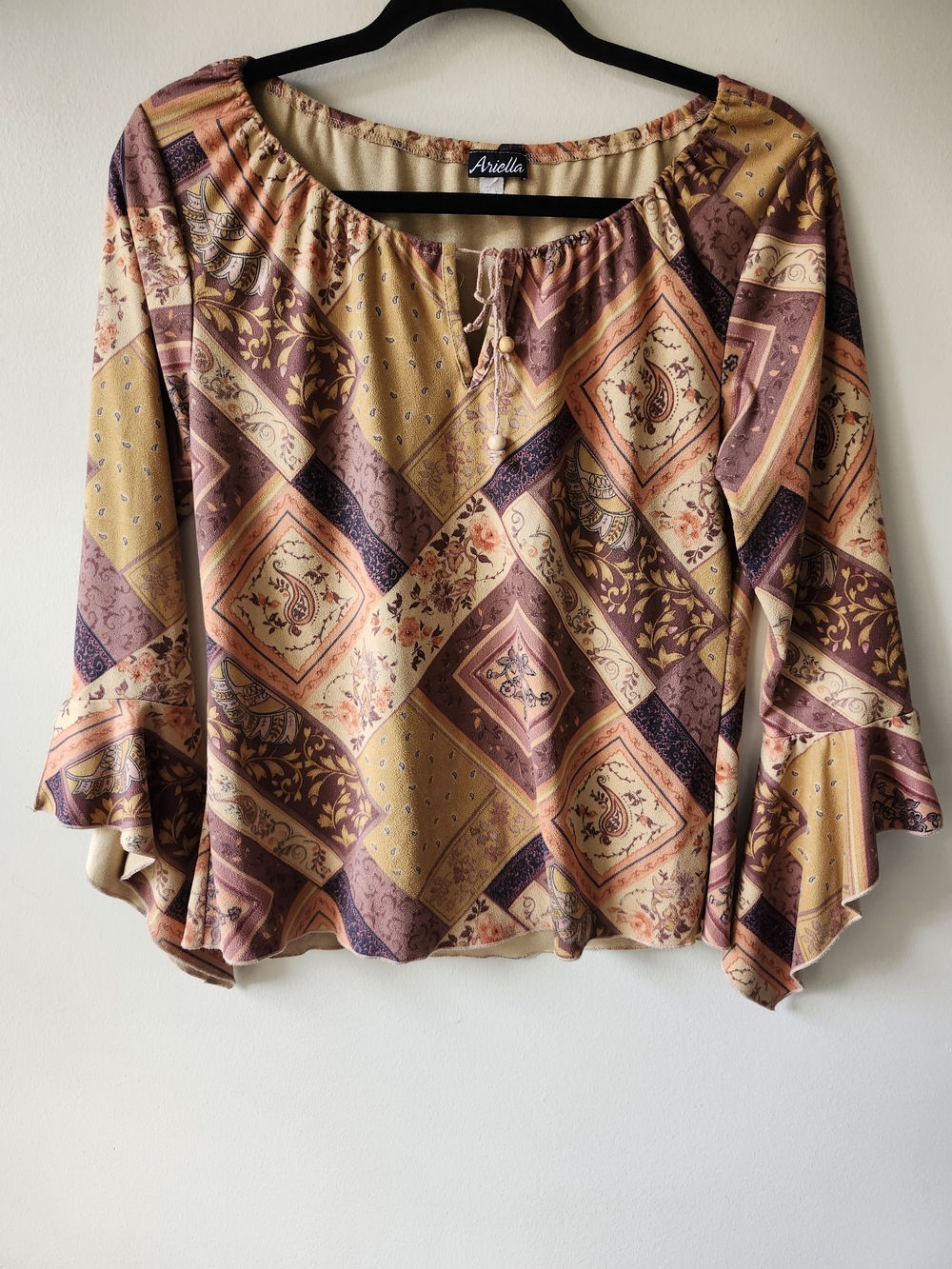 Boho Paisley Patchwork Peasant Top - Picture 2 of 9